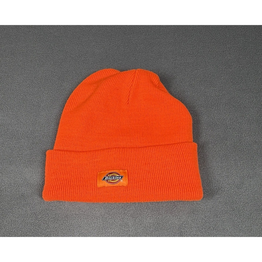 Dickies Beanie Hat Adult Mens Safety Orange Cuffed Knit Winter Skull Cap